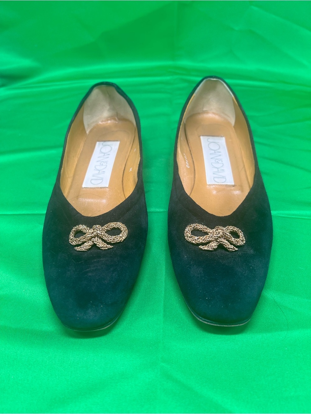 Joan & David Black Suede Loafers with Gold Rope Accent - Picture 7 of 8
